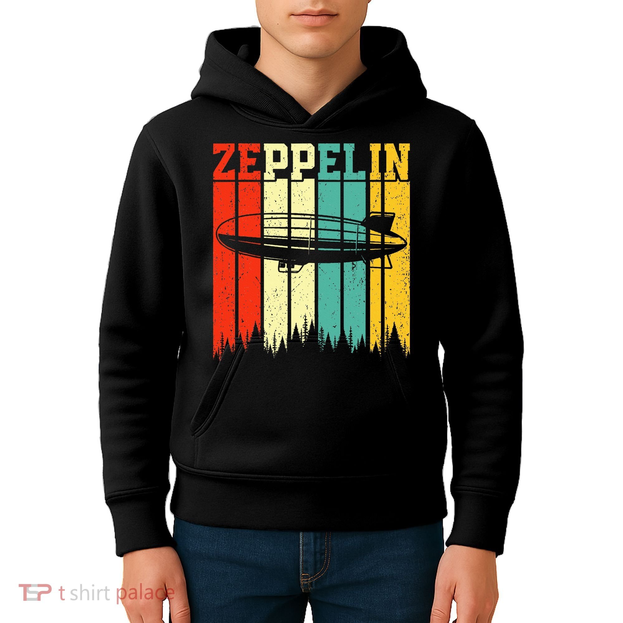 Zeppelin 70s 80s Dirigible Airship Zepelin Zepplin Kids Hoodie