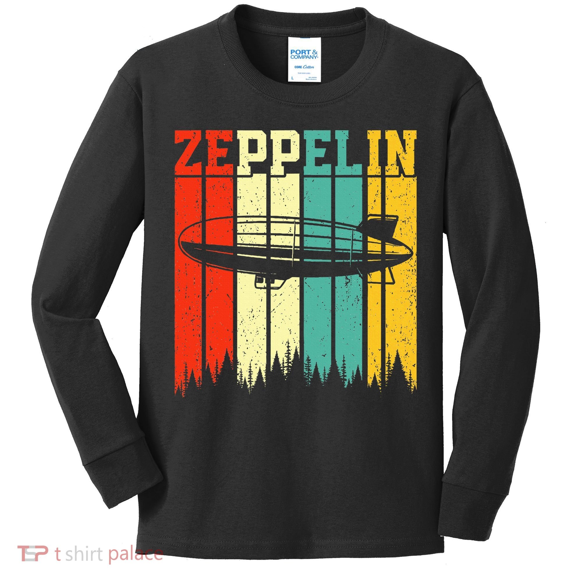 Zeppelin 70s 80s Dirigible Airship Zepelin Zepplin Kids Long Sleeve Shirt