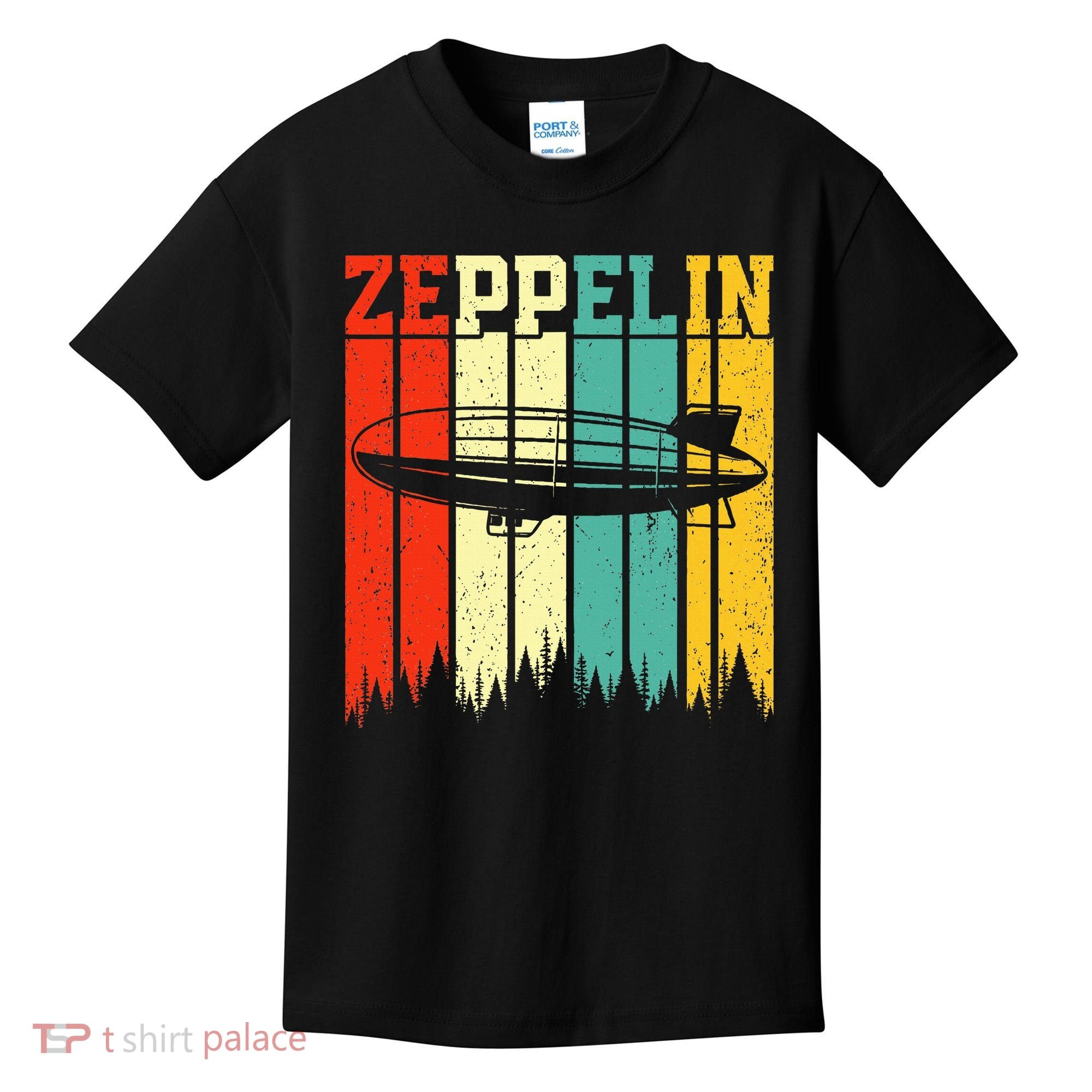Zeppelin 70s 80s Dirigible Airship Zepelin Zepplin Kids T-Shirt