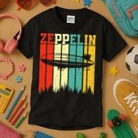 Zeppelin 70s 80s Dirigible Airship Zepelin Zepplin Kids T-Shirt thumb 3