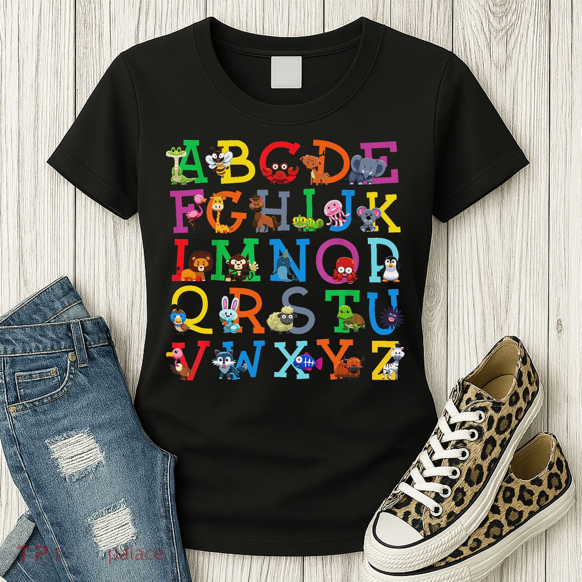 Zoo Animal Alphabet Abcs Animals Learning A Z Abc Letters Women's T-Shirt