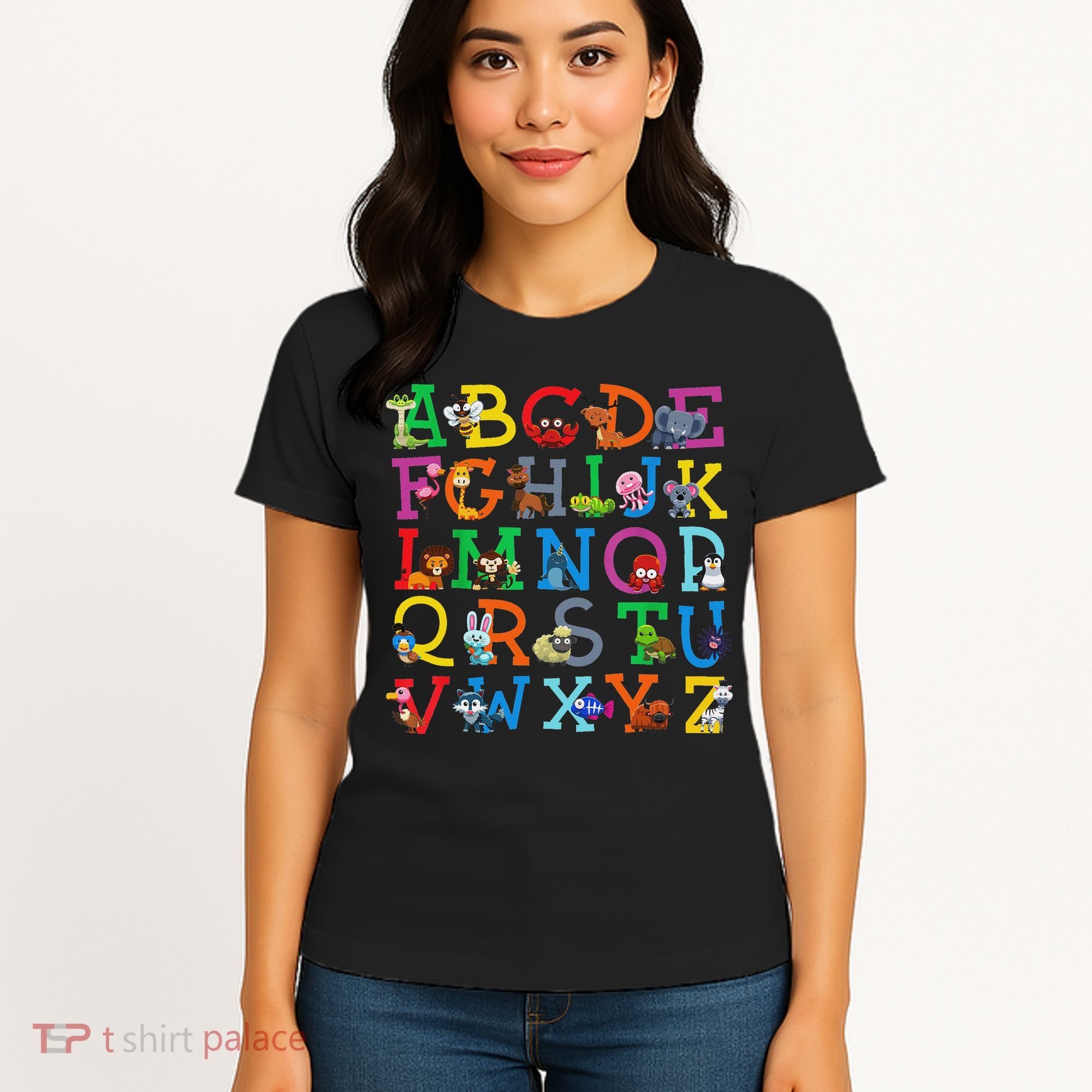 Zoo Animal Alphabet Abcs Animals Learning A Z Abc Letters Women's T-Shirt