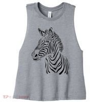 Zebra African Animal Zoo Keeper Zebra Lover Cute Gift Women's Racerback Cropped Tank thumb 0