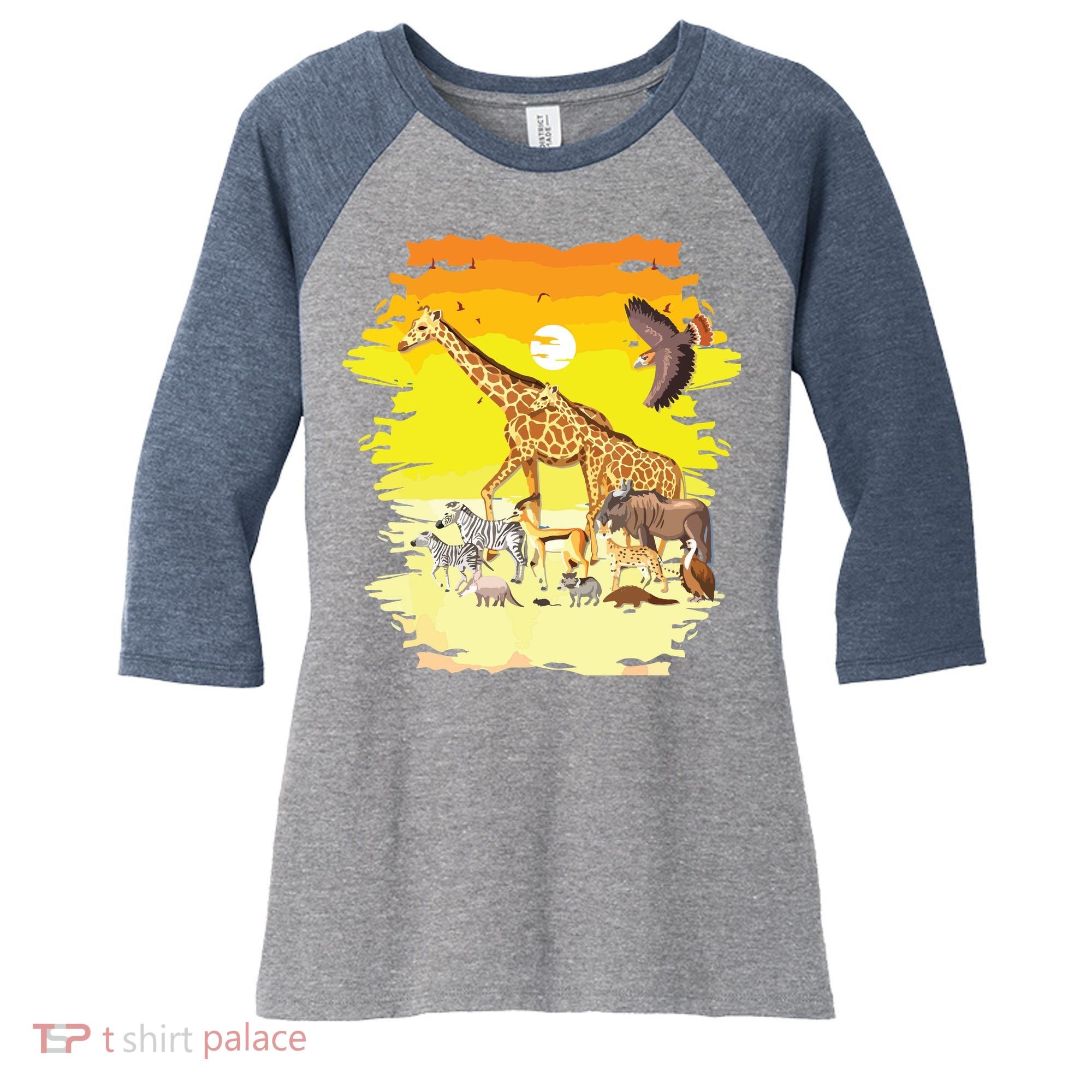 Zookeeper Africans Animal Jungle Safari Zoo Keeper Women's Tri-Blend 3/4-Sleeve Raglan Shirt