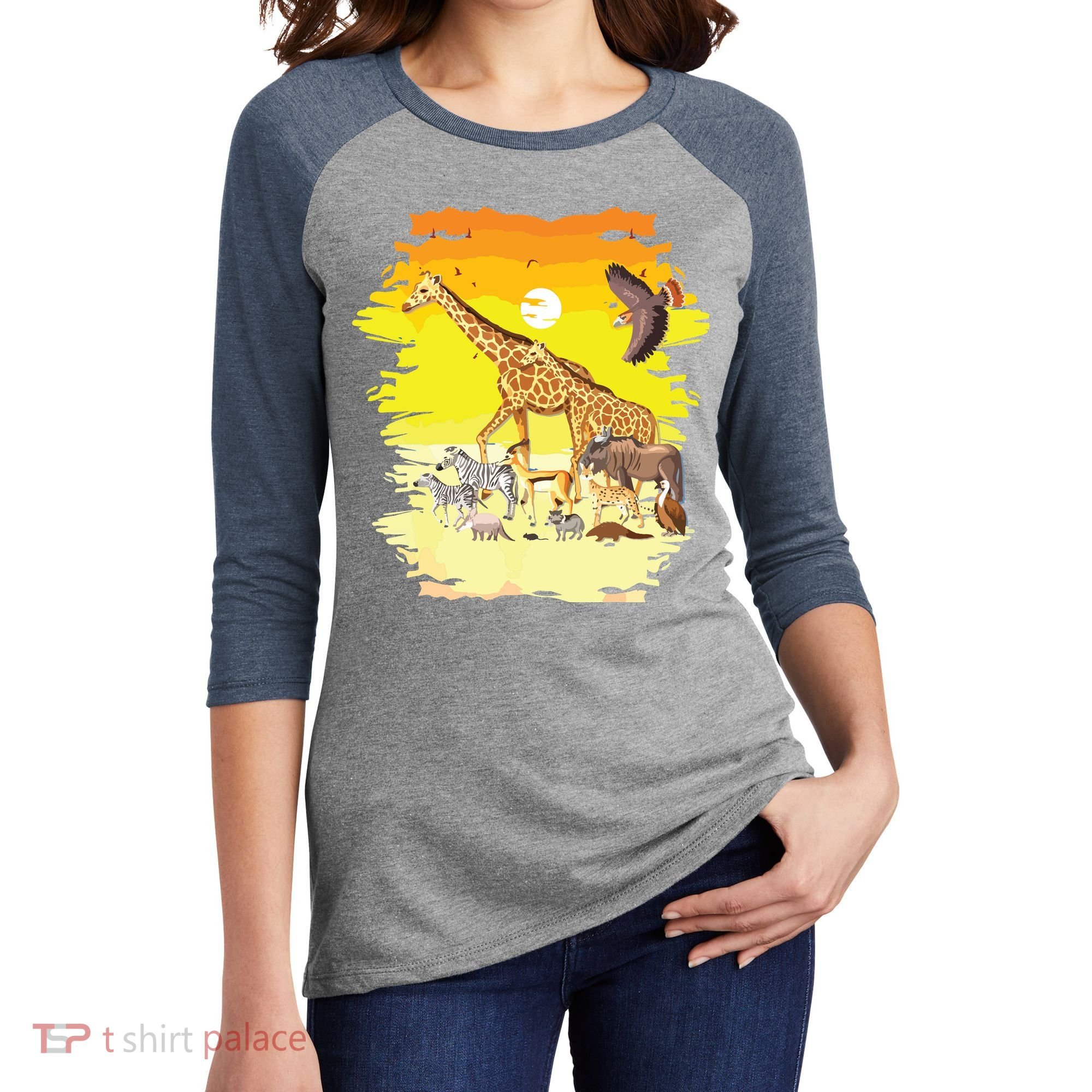Zookeeper Africans Animal Jungle Safari Zoo Keeper Women's Tri-Blend 3/4-Sleeve Raglan Shirt