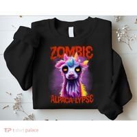 Zombie Alpaca Lypse Halloween Llama Spooky Costumes Graphic Plus Size Sweatshirt thumb 2