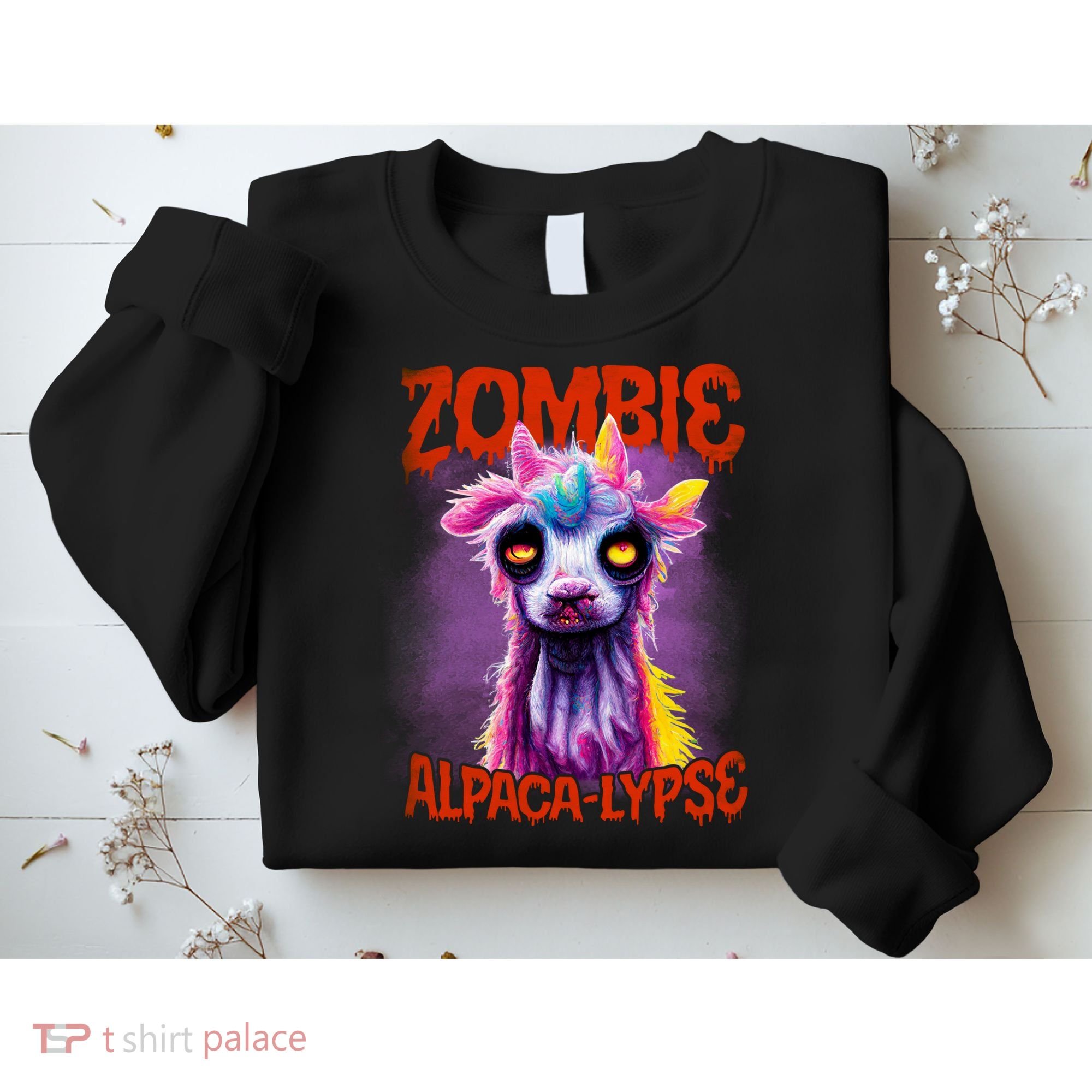 Zombie Alpaca Lypse Halloween Llama Spooky Costumes Graphic Plus Size Sweatshirt