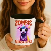 Zombie Alpaca Lypse Halloween Llama Spooky Costumes Graphic Plus Size Coffee Mug thumb 3