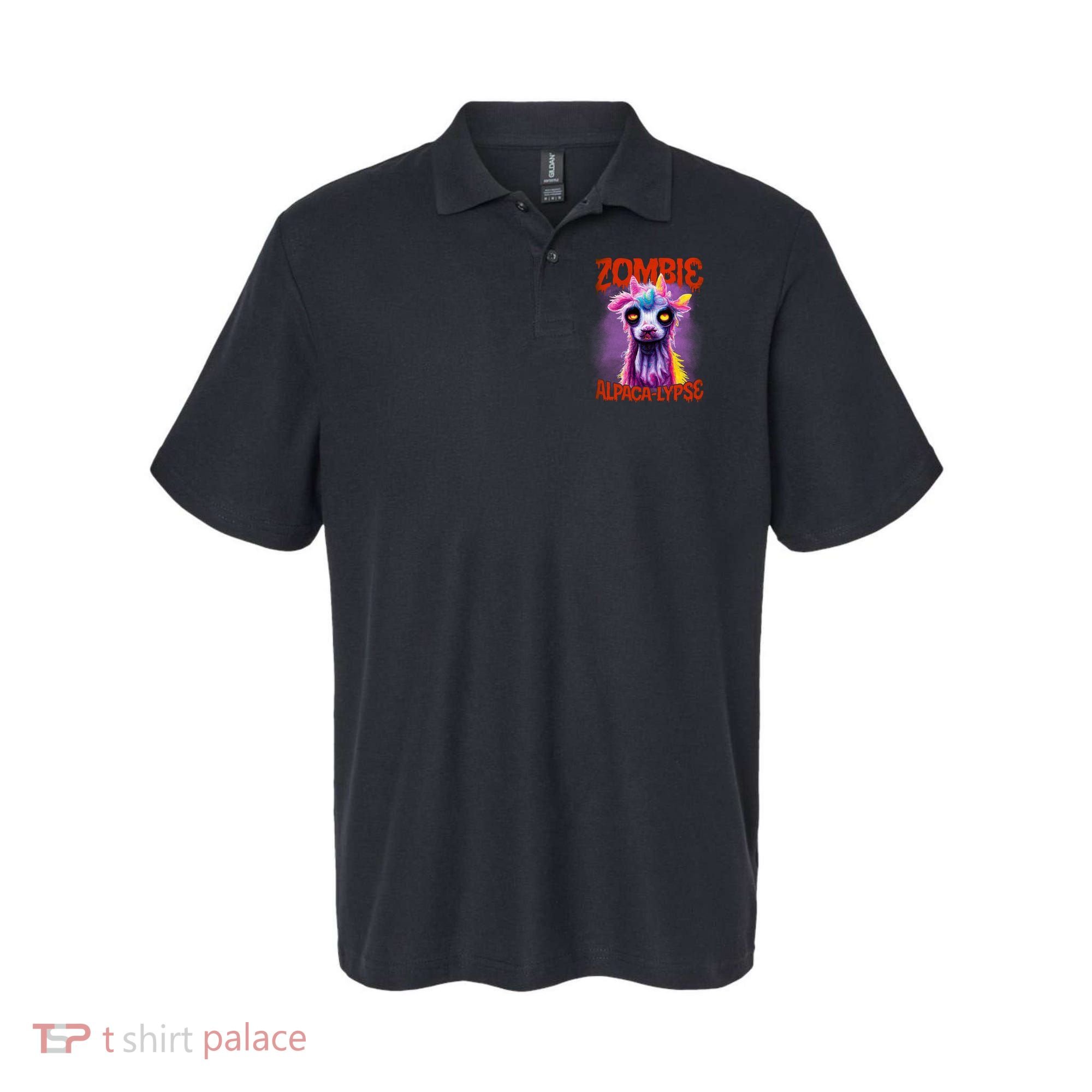 Zombie Alpaca Lypse Halloween Llama Spooky Costumes Graphic Plus Size Polo