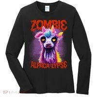 Zombie Alpaca Lypse Halloween Llama Spooky Costumes Graphic Plus Size Women's Long Sleeve Shirt thumb 0