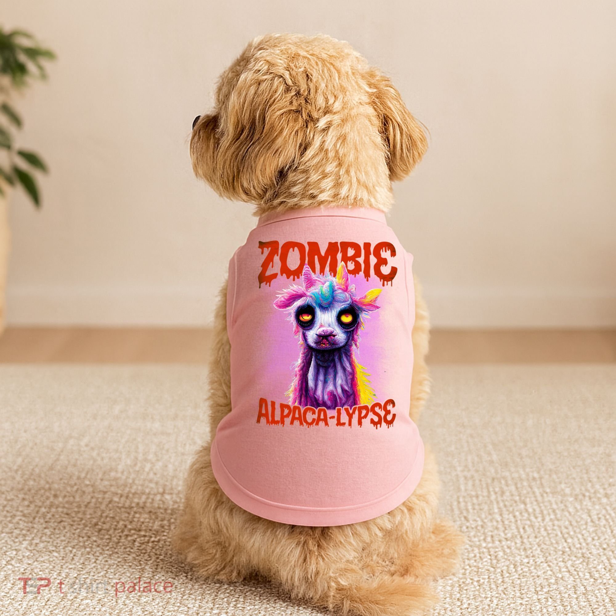 Zombie Alpaca Lypse Halloween Llama Spooky Costumes Graphic Plus Size Doggie Tank