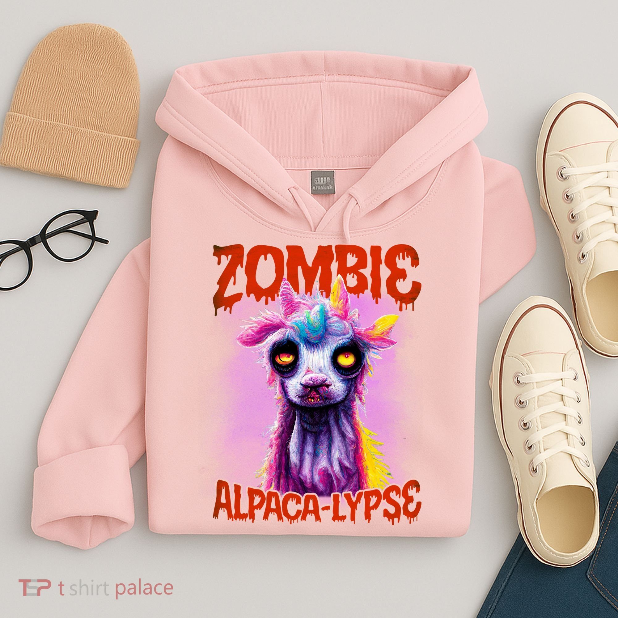 Zombie Alpaca Lypse Halloween Llama Spooky Costumes Graphic Plus Size Hoodie
