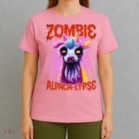 Zombie Alpaca Lypse Halloween Llama Spooky Costumes Graphic Plus Size T-Shirt thumb 4