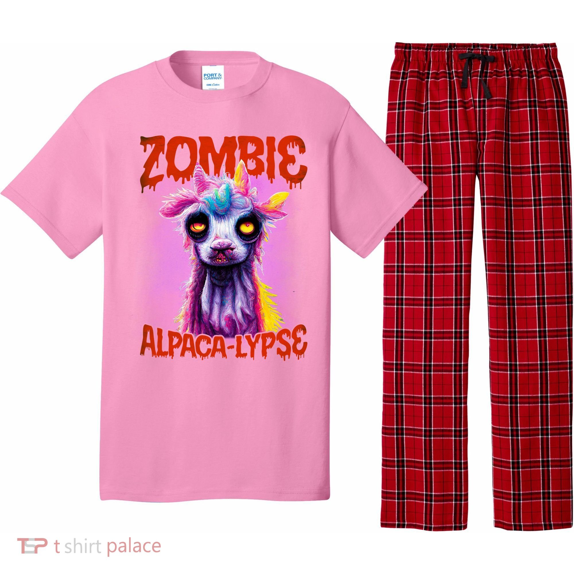 Zombie Alpaca Lypse Halloween Llama Spooky Costumes Graphic Plus Size Pajama Set