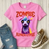 Zombie Alpaca Lypse Halloween Llama Spooky Costumes Graphic Plus Size Women's T-Shirt thumb 3