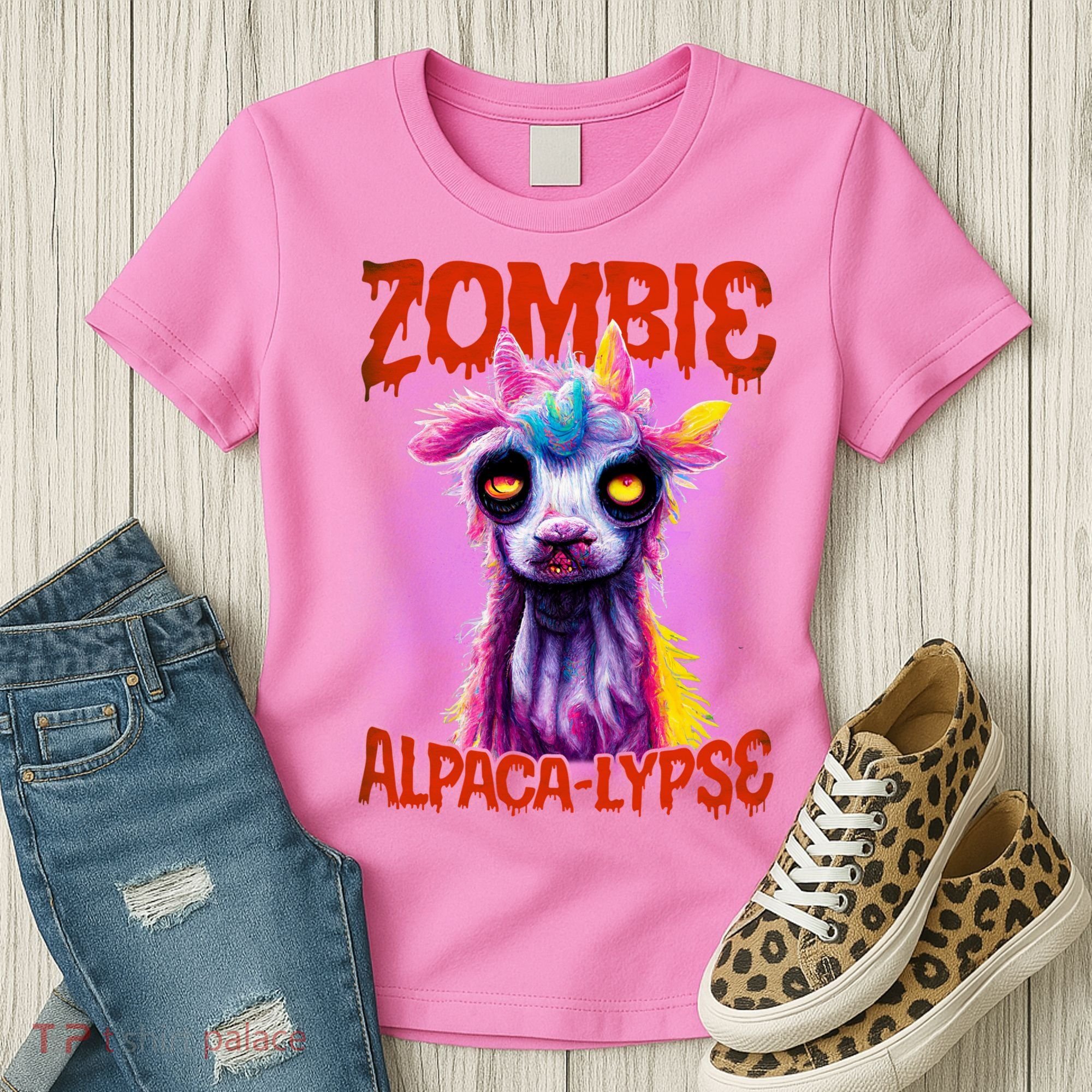 Zombie Alpaca Lypse Halloween Llama Spooky Costumes Graphic Plus Size Women's T-Shirt