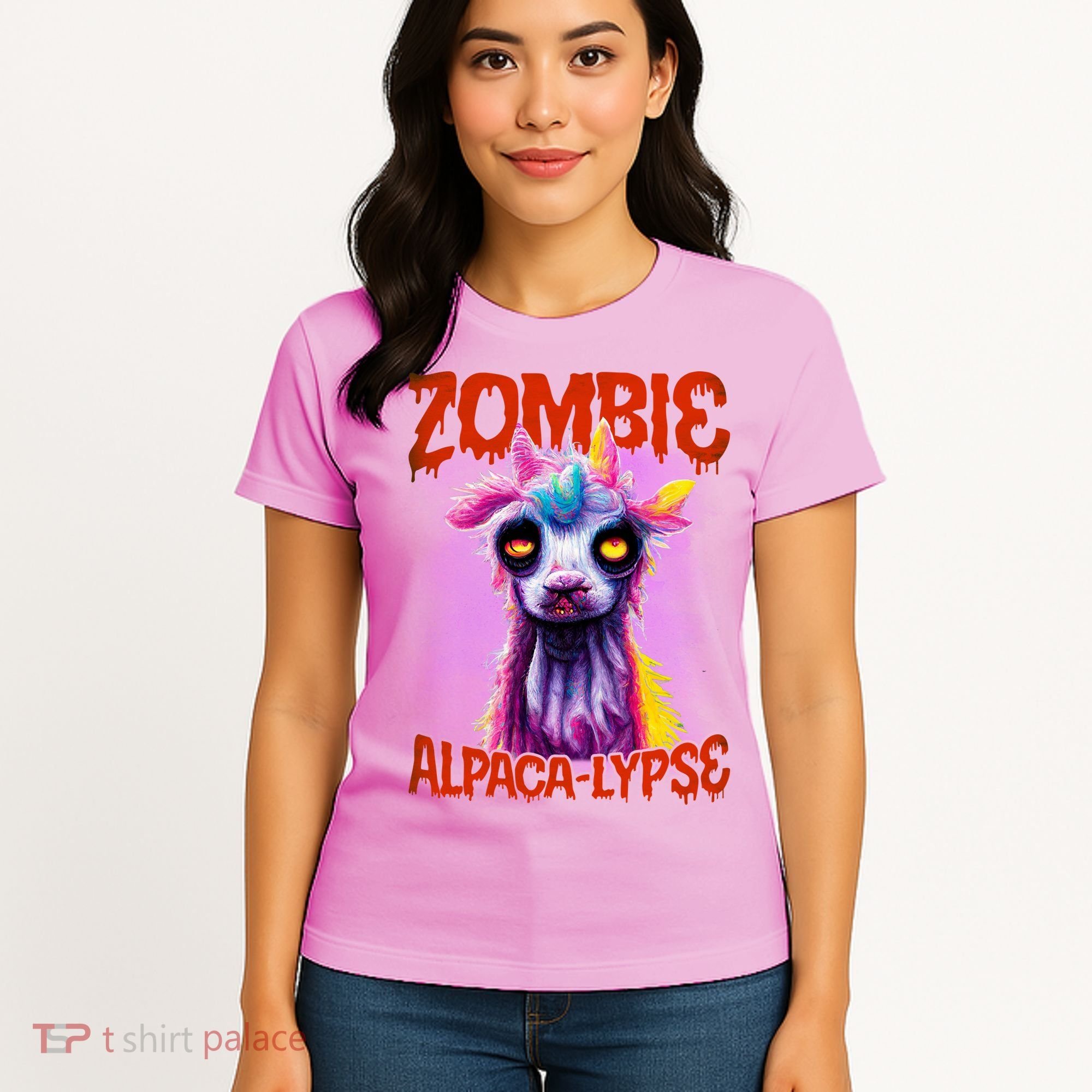 Zombie Alpaca Lypse Halloween Llama Spooky Costumes Graphic Plus Size Women's T-Shirt
