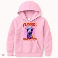 Zombie Alpaca Lypse Halloween Llama Spooky Costumes Graphic Plus Size Kids Hoodie thumb 0