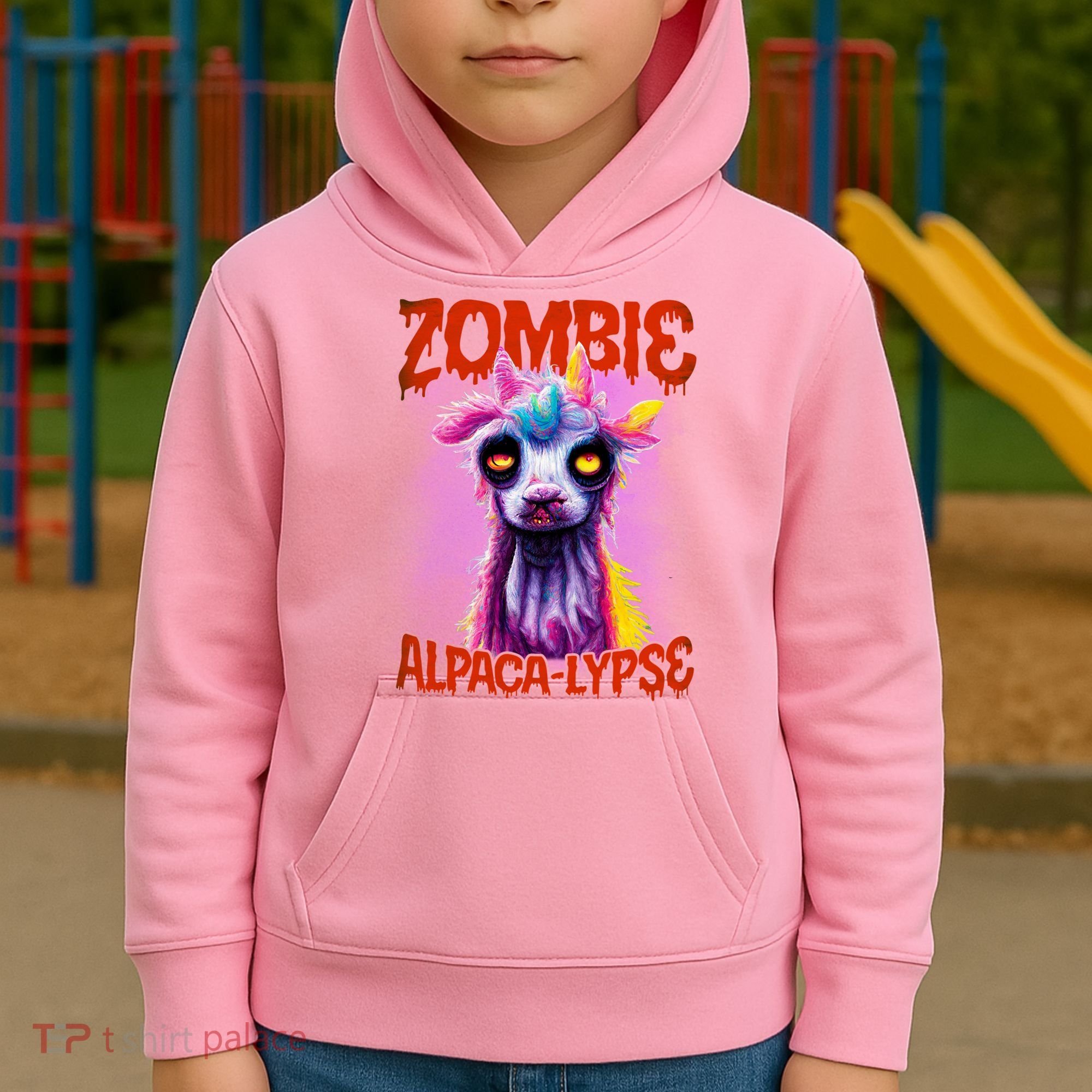 Zombie Alpaca Lypse Halloween Llama Spooky Costumes Graphic Plus Size Kids Hoodie