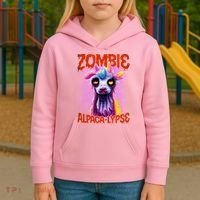 Zombie Alpaca Lypse Halloween Llama Spooky Costumes Graphic Plus Size Kids Hoodie thumb 3