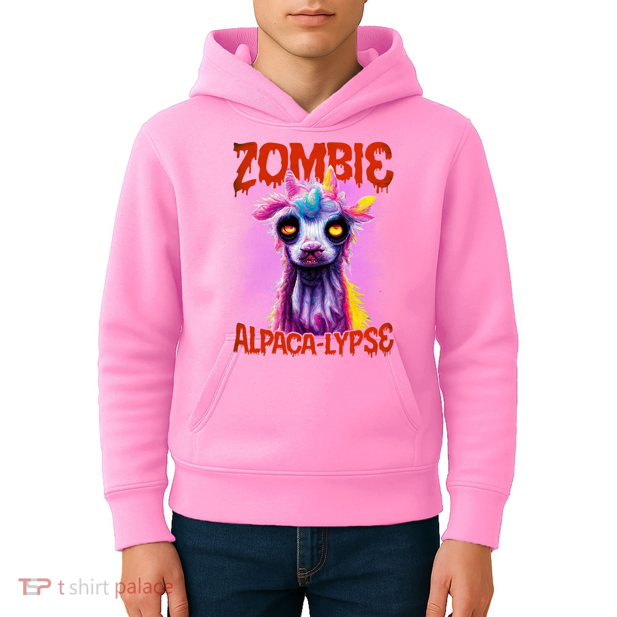 Zombie Alpaca Lypse Halloween Llama Spooky Costumes Graphic Plus Size Kids Hoodie