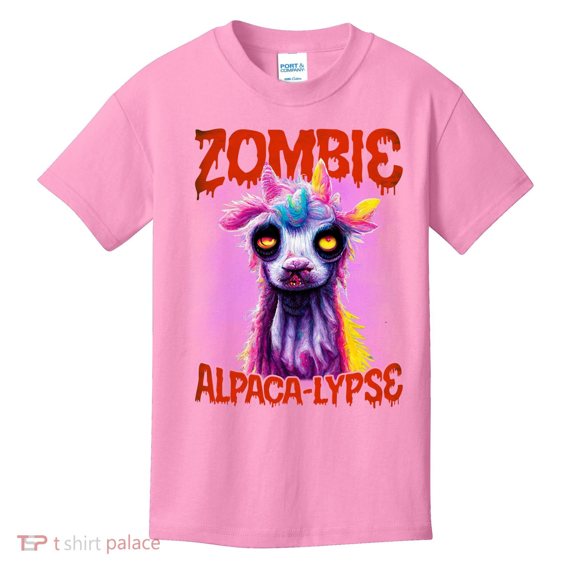 Zombie Alpaca Lypse Halloween Llama Spooky Costumes Graphic Plus Size Kids T-Shirt