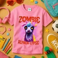 Zombie Alpaca Lypse Halloween Llama Spooky Costumes Graphic Plus Size Kids T-Shirt thumb 3