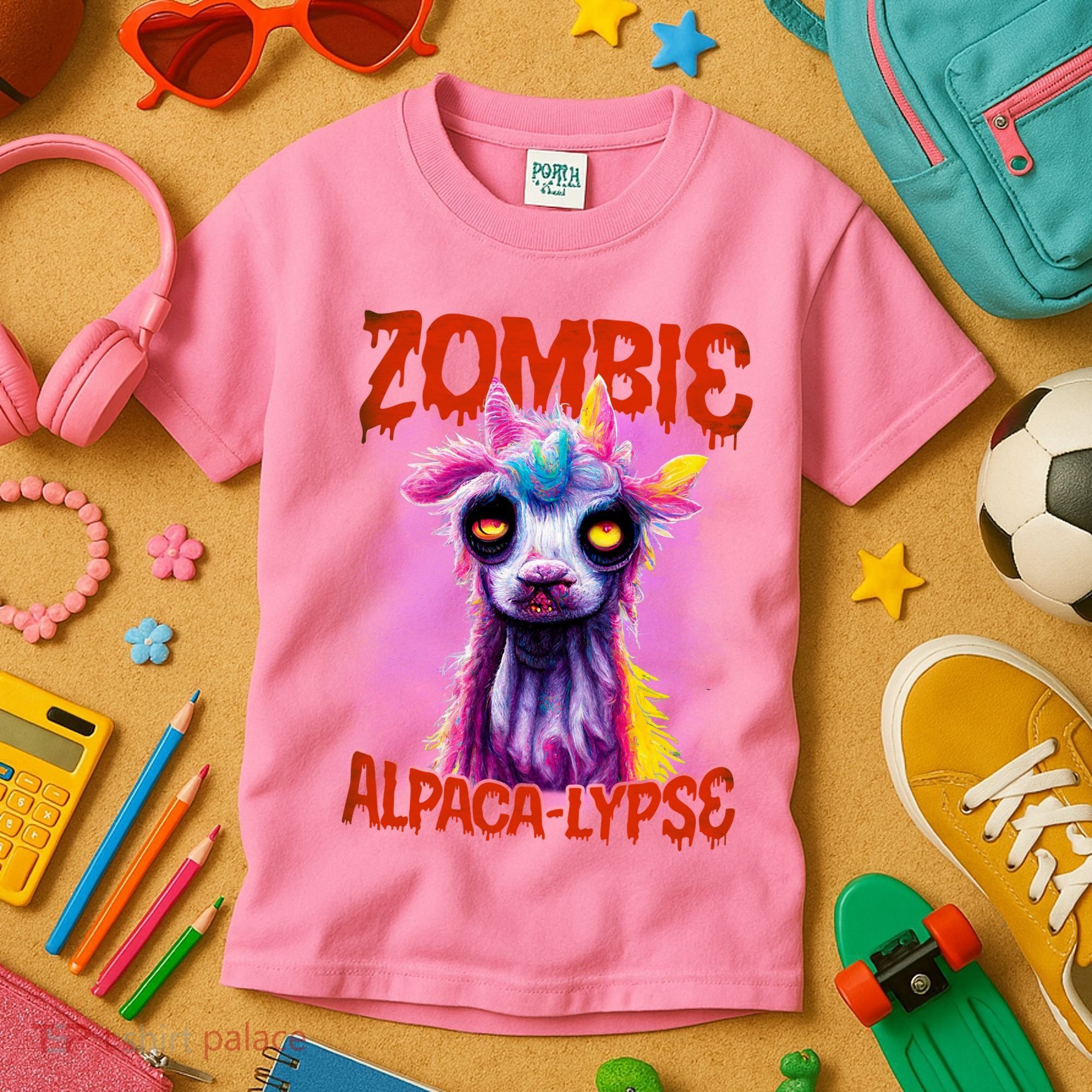 Zombie Alpaca Lypse Halloween Llama Spooky Costumes Graphic Plus Size Kids T-Shirt