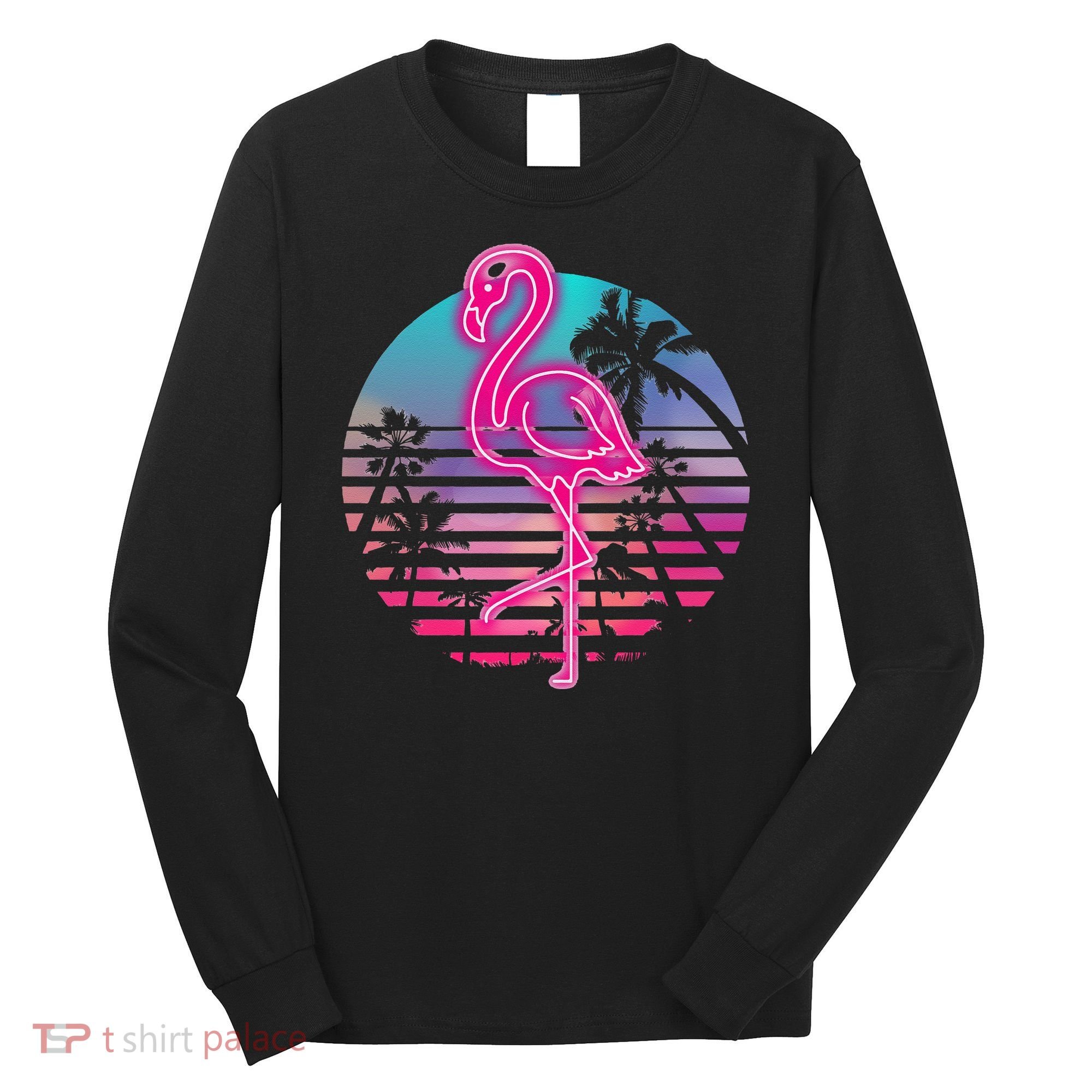 Zoo Animal Tropic Summer Sunrise Gift Flamingo Long Sleeve Shirt