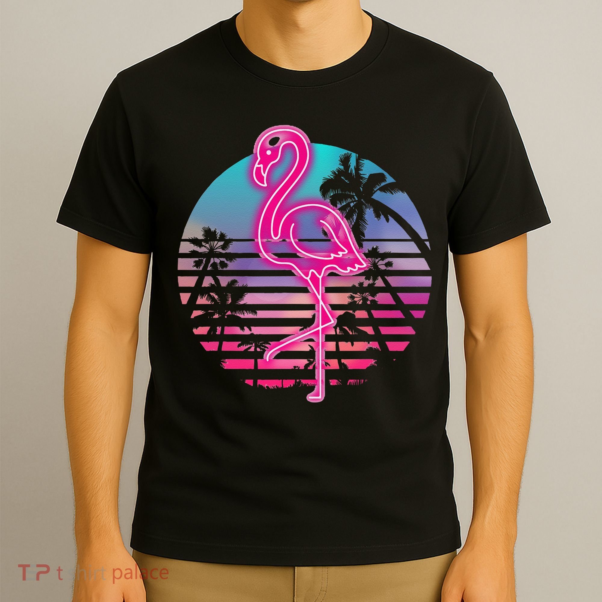 Zoo Animal Tropic Summer Sunrise Gift Flamingo T-Shirt