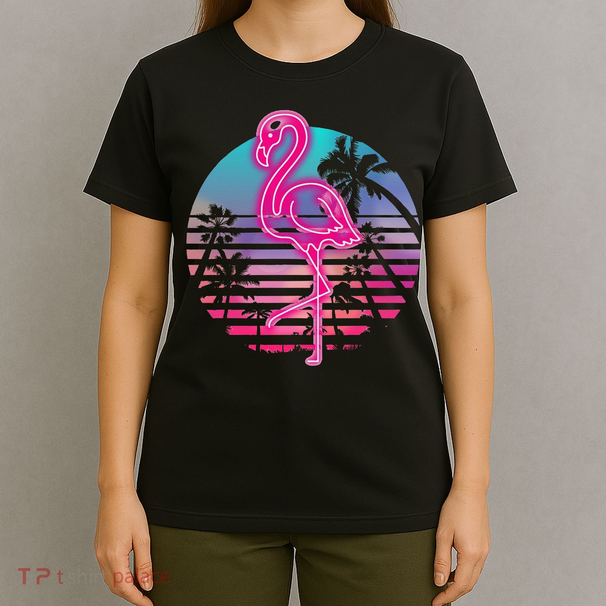 Zoo Animal Tropic Summer Sunrise Gift Flamingo T-Shirt