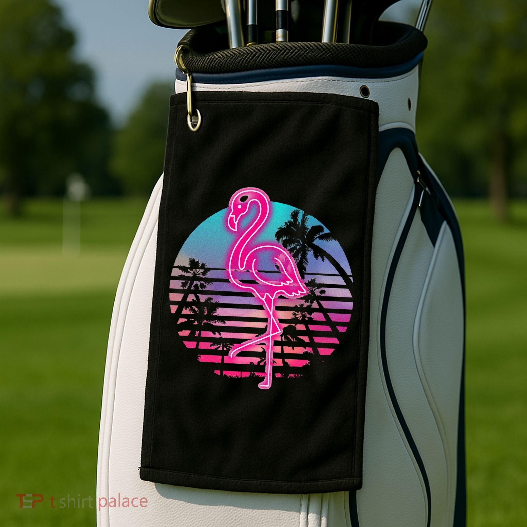 Zoo Animal Tropic Summer Sunrise Gift Flamingo Golf Towel