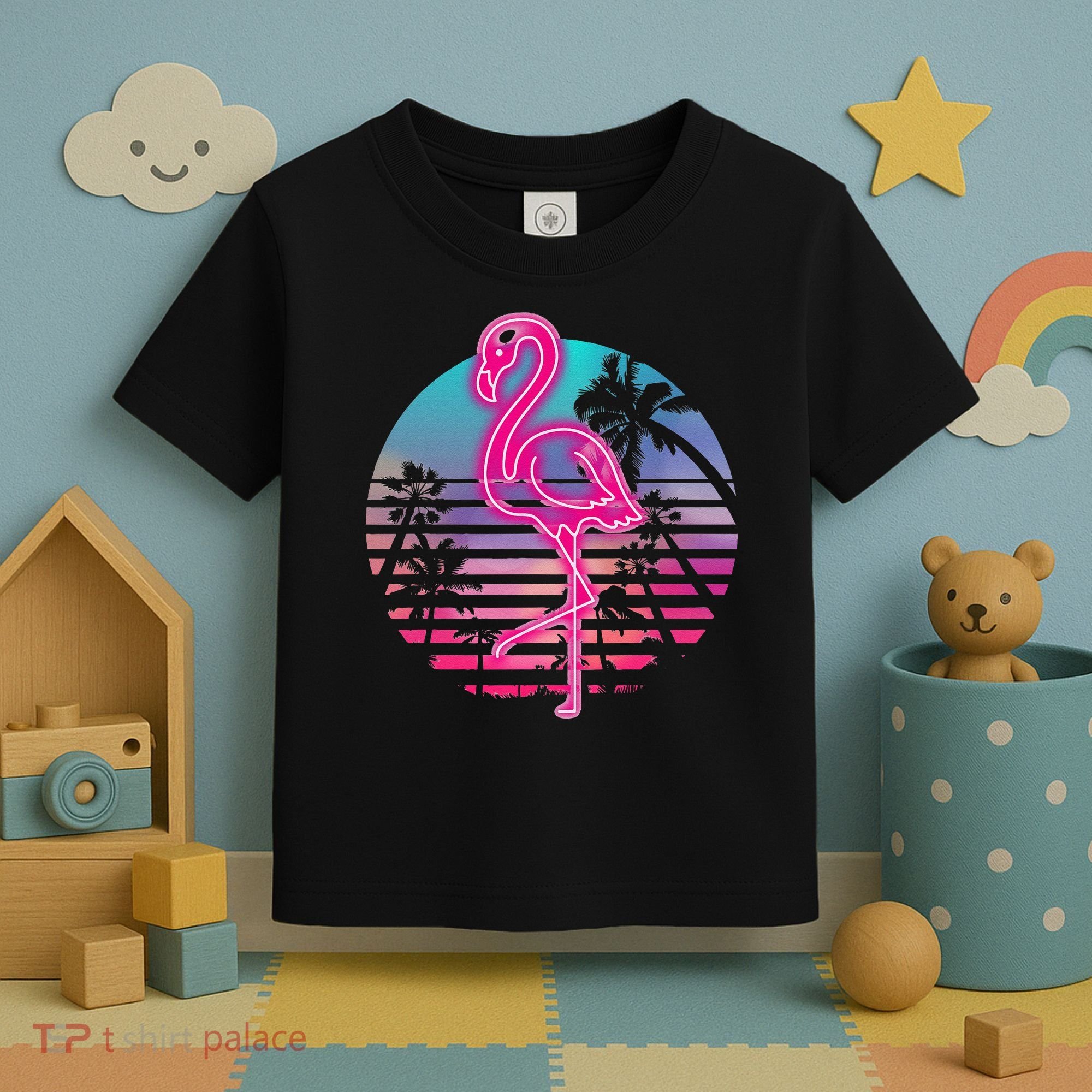 Zoo Animal Tropic Summer Sunrise Gift Flamingo Toddler T-Shirt