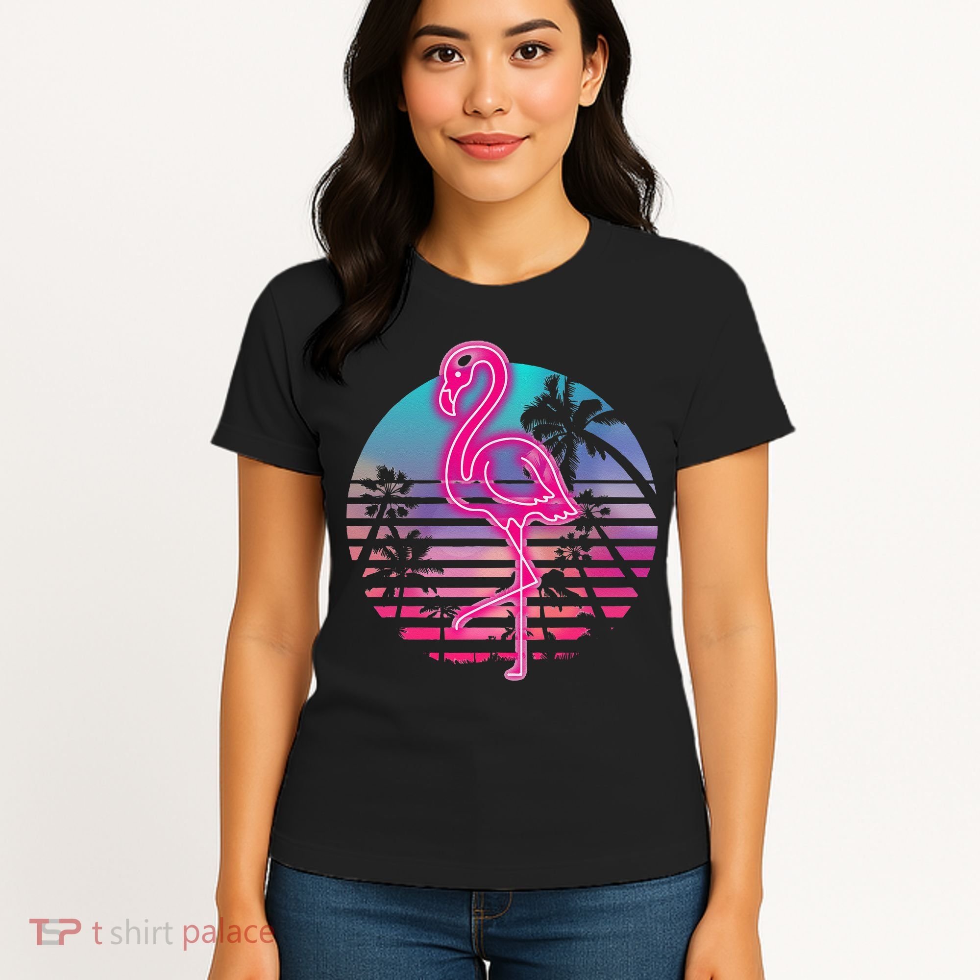Zoo Animal Tropic Summer Sunrise Gift Flamingo Women's T-Shirt