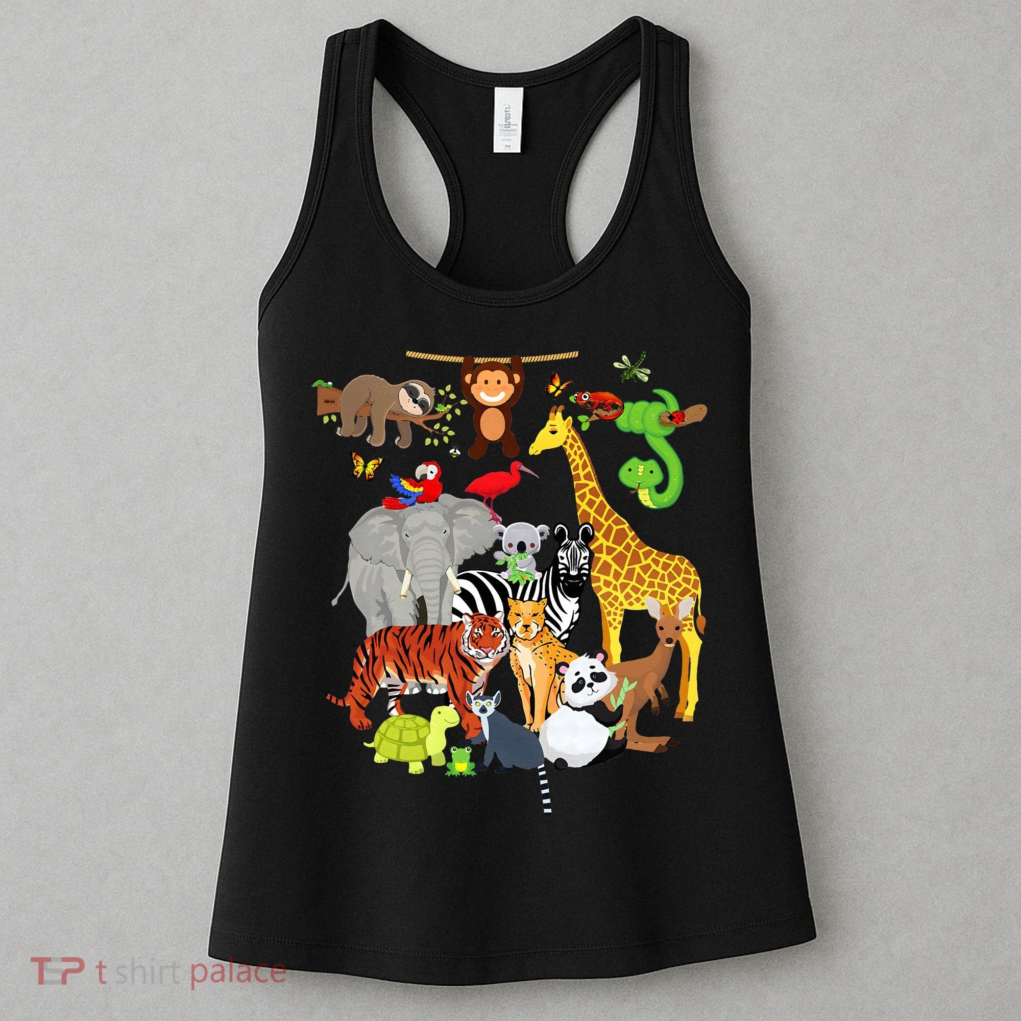 Zoo Animals Wildlife Birthday Party Zoo Day 26 Animals Women's Tank Top
