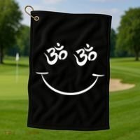 Zen Buddha Buddhist OM AUM Smiley Golf Towel thumb 1