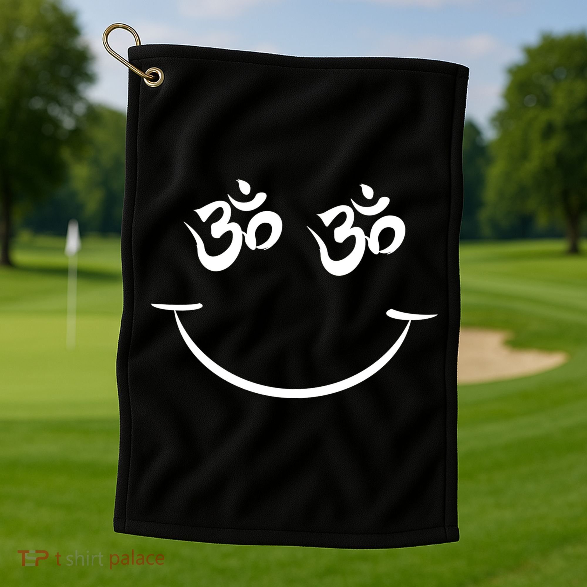 Zen Buddha Buddhist OM AUM Smiley Golf Towel