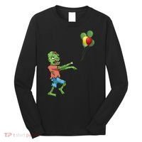 Zombie Birthday Balloon Funny Long Sleeve Shirt thumb 0