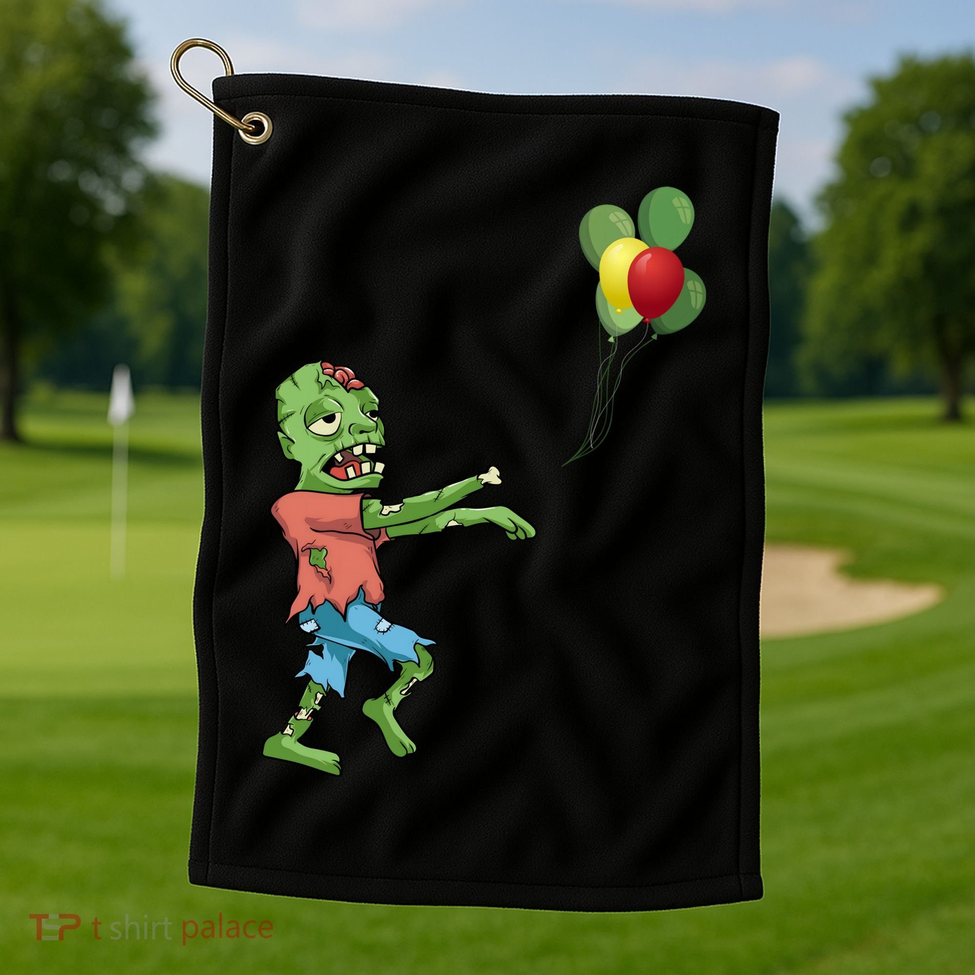 Zombie Birthday Balloon Funny Golf Towel