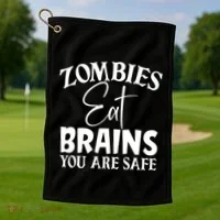 Zombies Brains Safe Golf Towel thumb 1