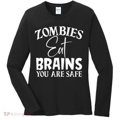 Zombies Brains Safe Women's Long Sleeve Shirt