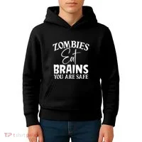 Zombies Brains Safe Kids Hoodie thumb 4