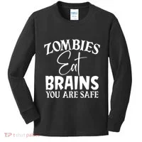 Zombies Brains Safe Kids Long Sleeve Shirt thumb 0