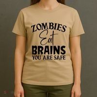 Zombies Brains Safe T-Shirt thumb 4