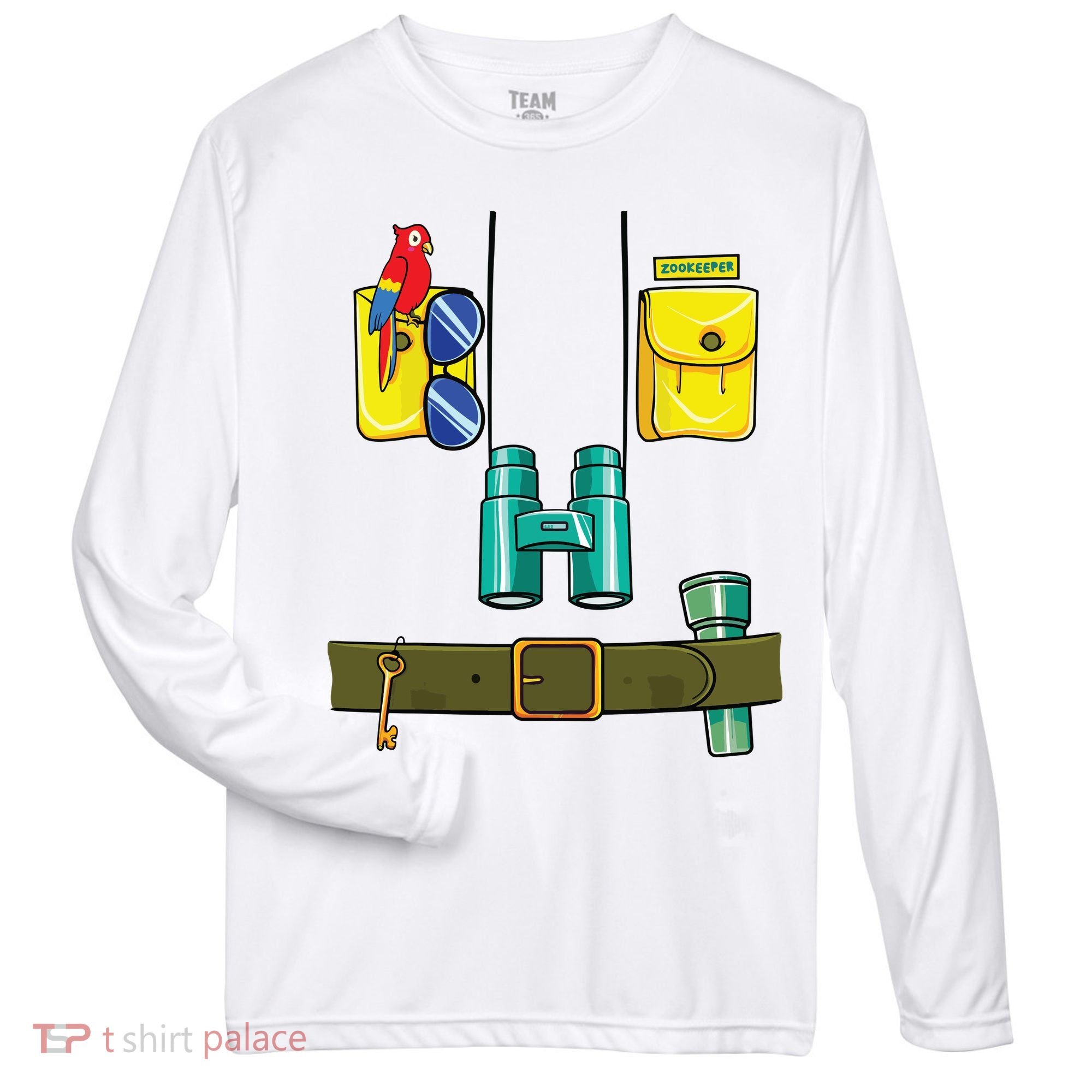 Zookeeper Costume Halloween DIY Jungle Safari Zoo Keeper Zone Performance Long-Sleeve T-Shirt