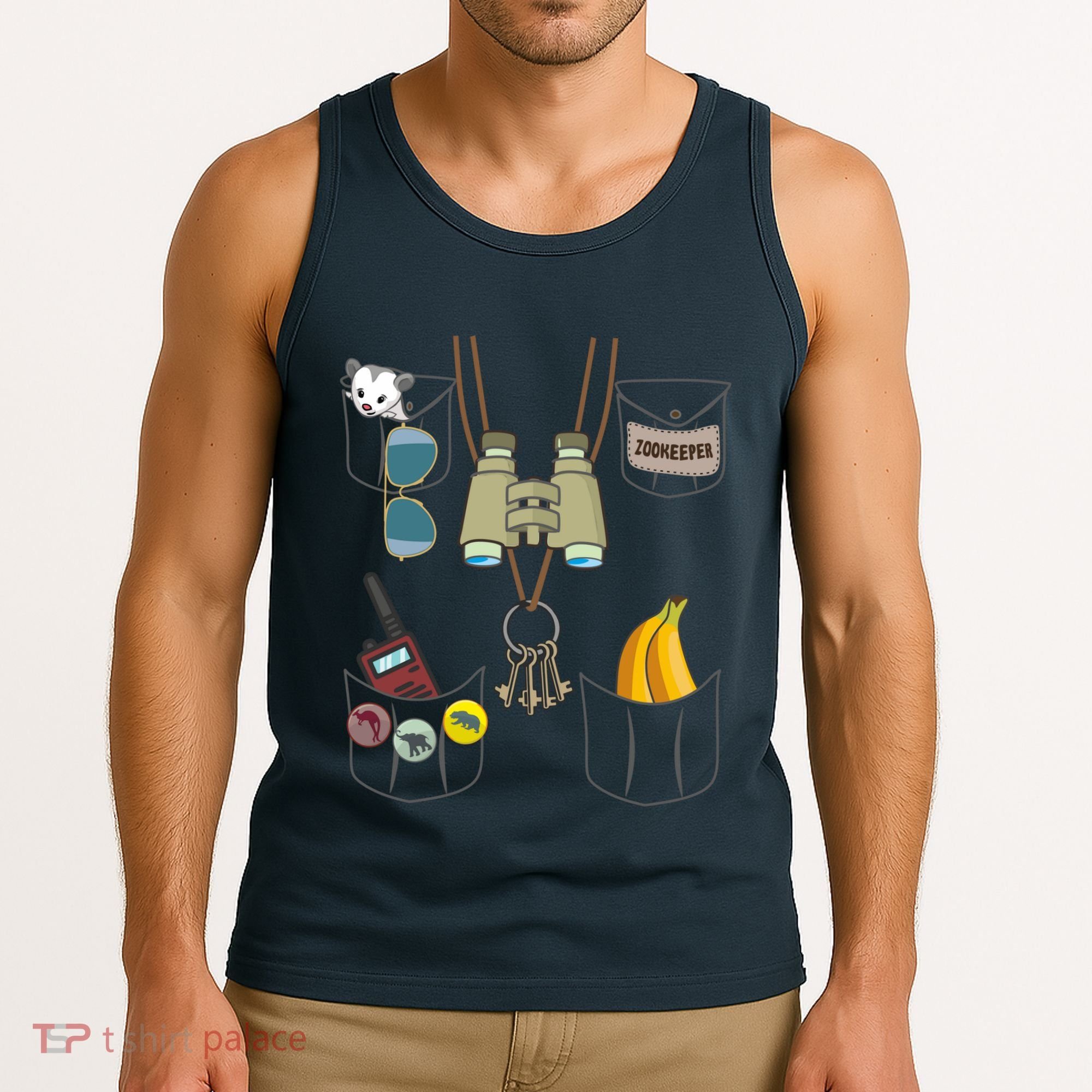 Zookeeper Costume Imitation Halloween Jungle Safari Explorer Tank Top