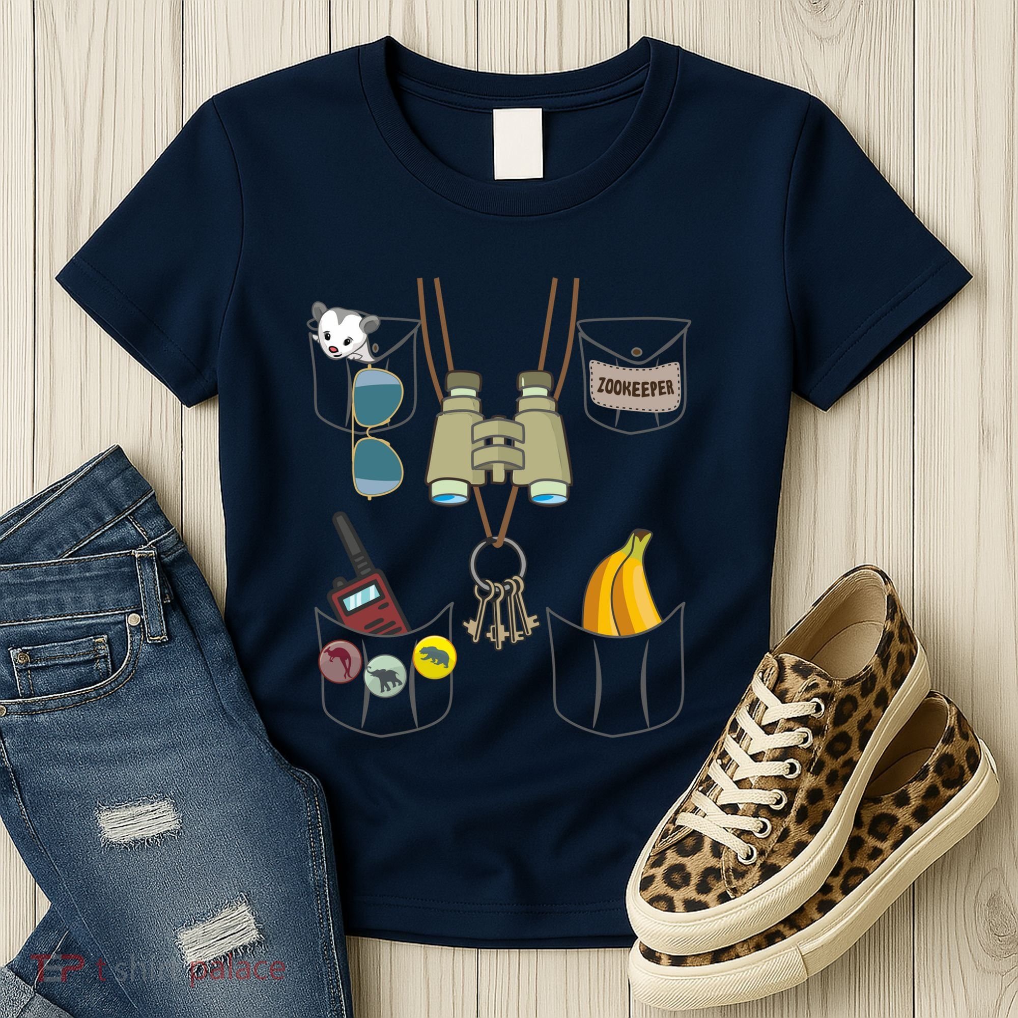 Zookeeper Costume Imitation Halloween Jungle Safari Explorer Women's T-Shirt