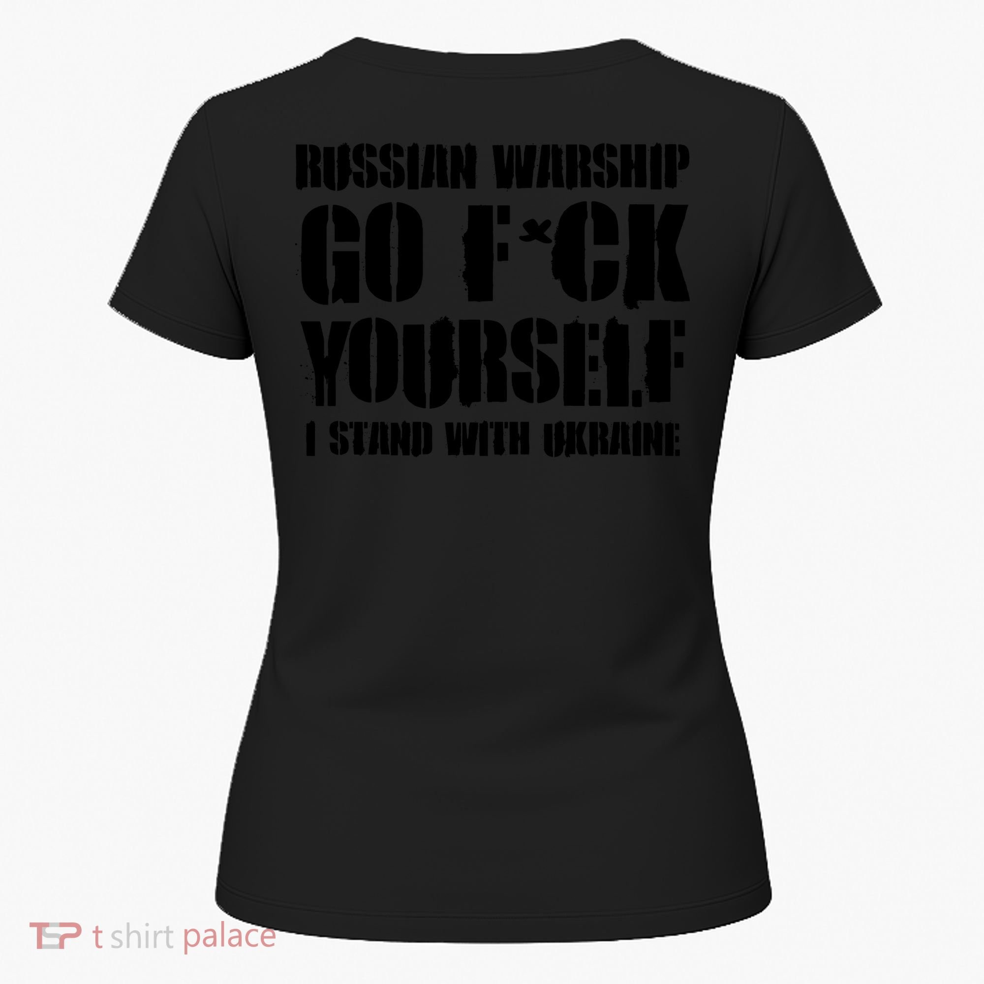 Zelensky Cross Ukraine Russian Warship Go F Yourself Front & Back Women's T-Shirt