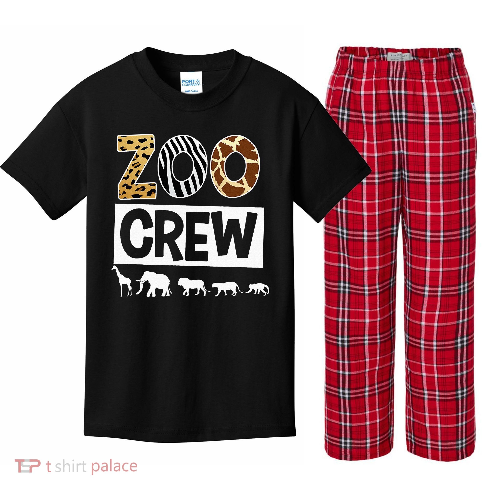 Zoo Crew Zookeeper Safari Wildlife Animal Lover Costume Kids Plaid Pajama Set