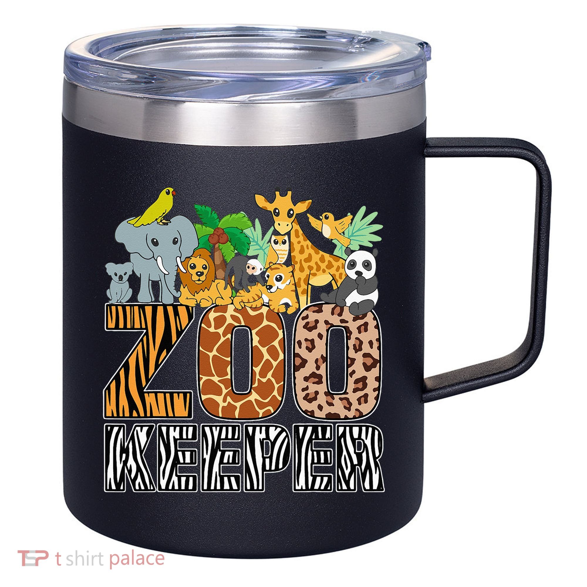 Zookeeper Costume Zebra Wild Print African Animal Keeper 12oz Stainless Steel Coffee Mug